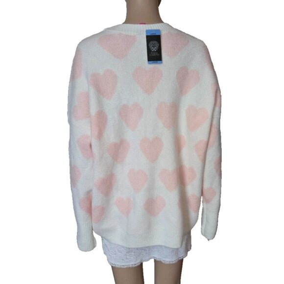 Vince Camuto Relaxed Fit Cozy Crewneck Heart Sweater Size L - Picture 2 of 6